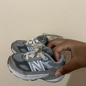 New Balance Kids Gray and White Sneakers